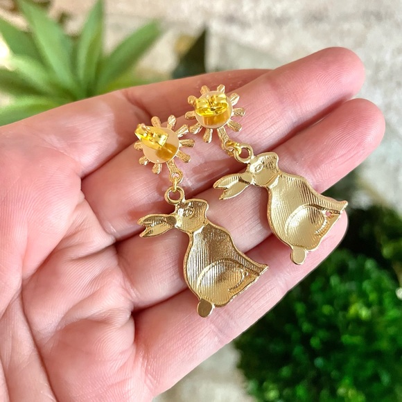 Pink Bunny Flower Earrings - Picture 4 of 4